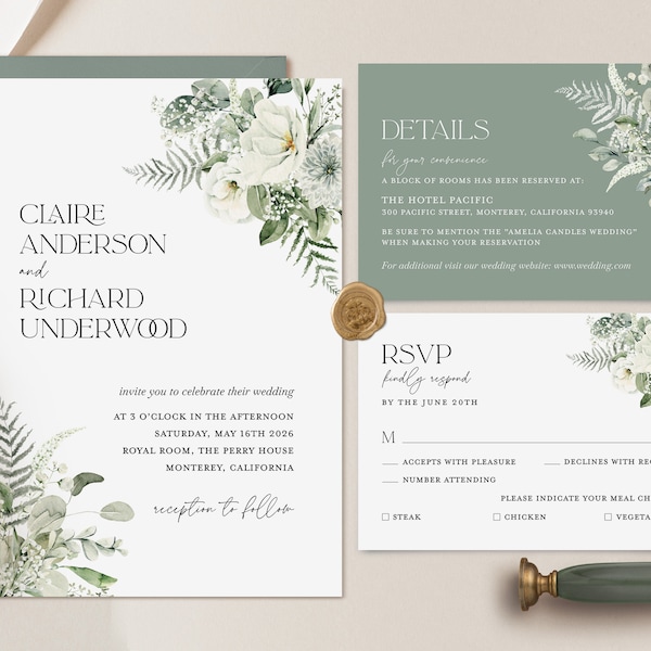Mint Wedding Invite - Etsy