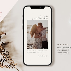 Electronic Save The Date Wedding Invitation Template, Sage Green Evite Save The Date, Eucalyptus iPhone Invite, Digital Invite, Ecard, Cloe image 6