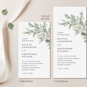 Invitación mínima electrónica, Sage Green Boho Evite, plantilla de invitación de iPhone de boda de eucalipto, invitación editable de teléfono inteligente digital, Cloe imagen 3