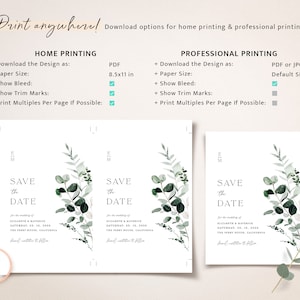 Sage Green Save The Date Template, Minimal Photo Wedding Save The Dates, Printable Greenery Rustic Botanical Save The Date Cards, Download image 6