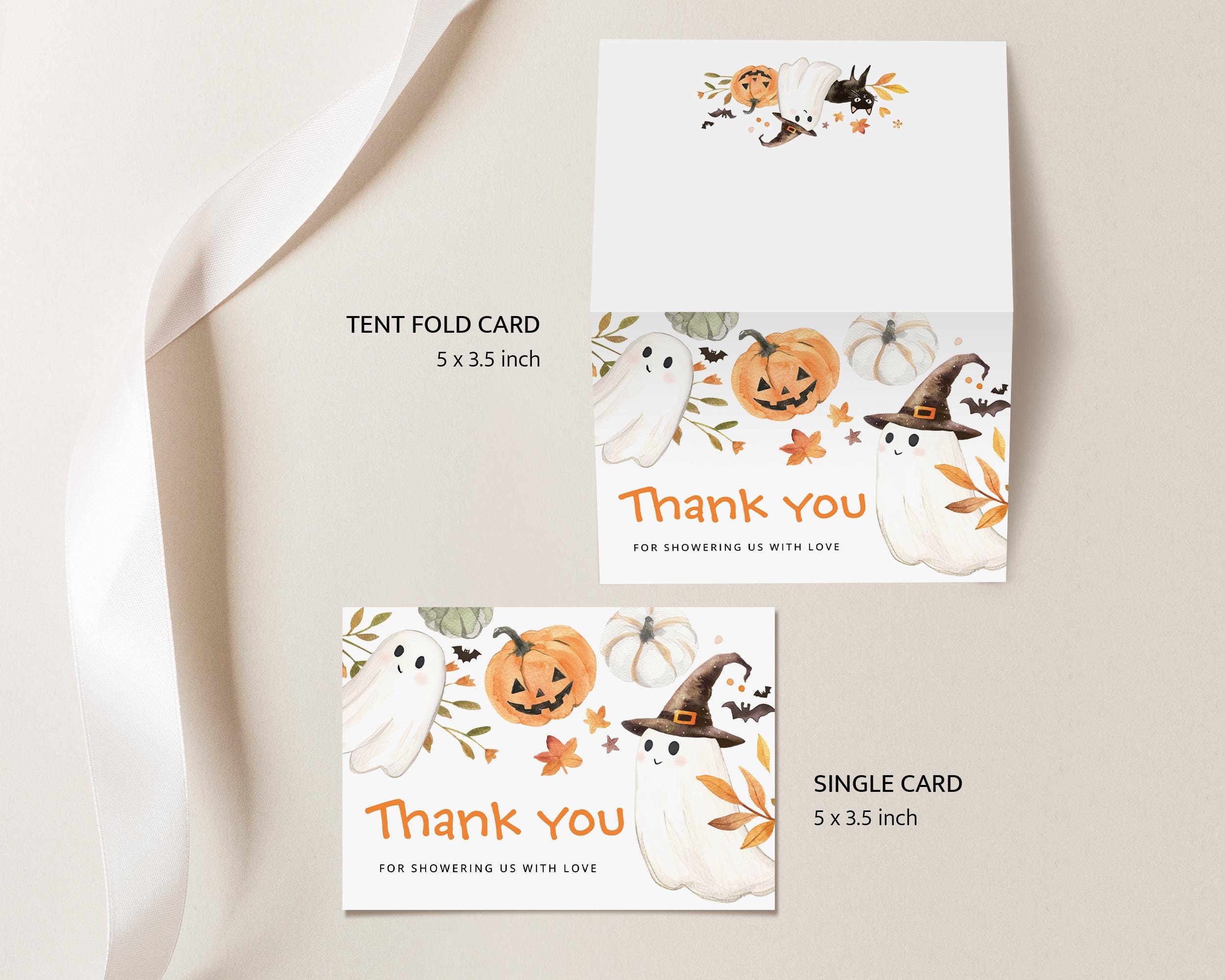 Little Boo Halloween Baby Shower Thank You Cards Template, Printable ...