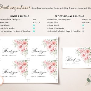 Blush rosa Hochzeit Danke-Karte Vorlage, Blumen Salbei Dankeschön Note, elegante Boho Greenery Rose Dank Tisch Platzkarte, Instant Download Bild 8