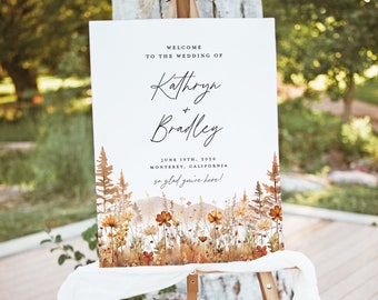 Fall Mountain Wedding Welcome Sign Template, Wildflower Terracotta Forest Sign, Rustic Reception Decor Sign, Printable Large Signage