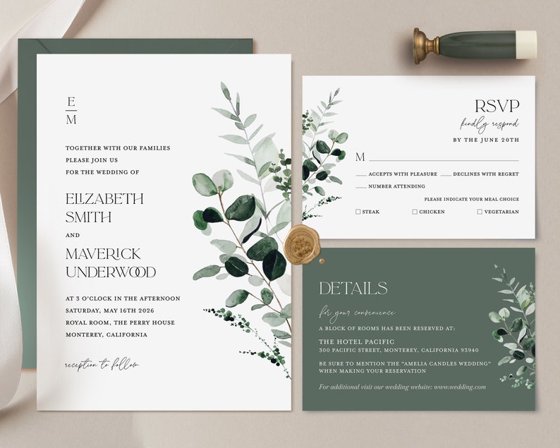 Sage Green Minimal Wedding Invitation Template Modern Etsy Sage Green Minimal Wedding Invitation Template Modern Etsy