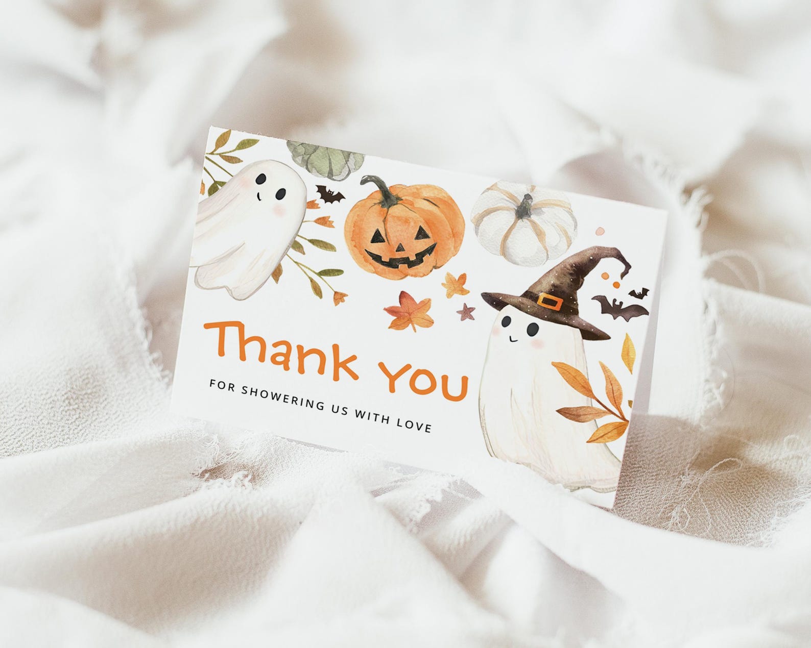 Little Boo Halloween Baby Shower Thank You Cards Template, Printable ...