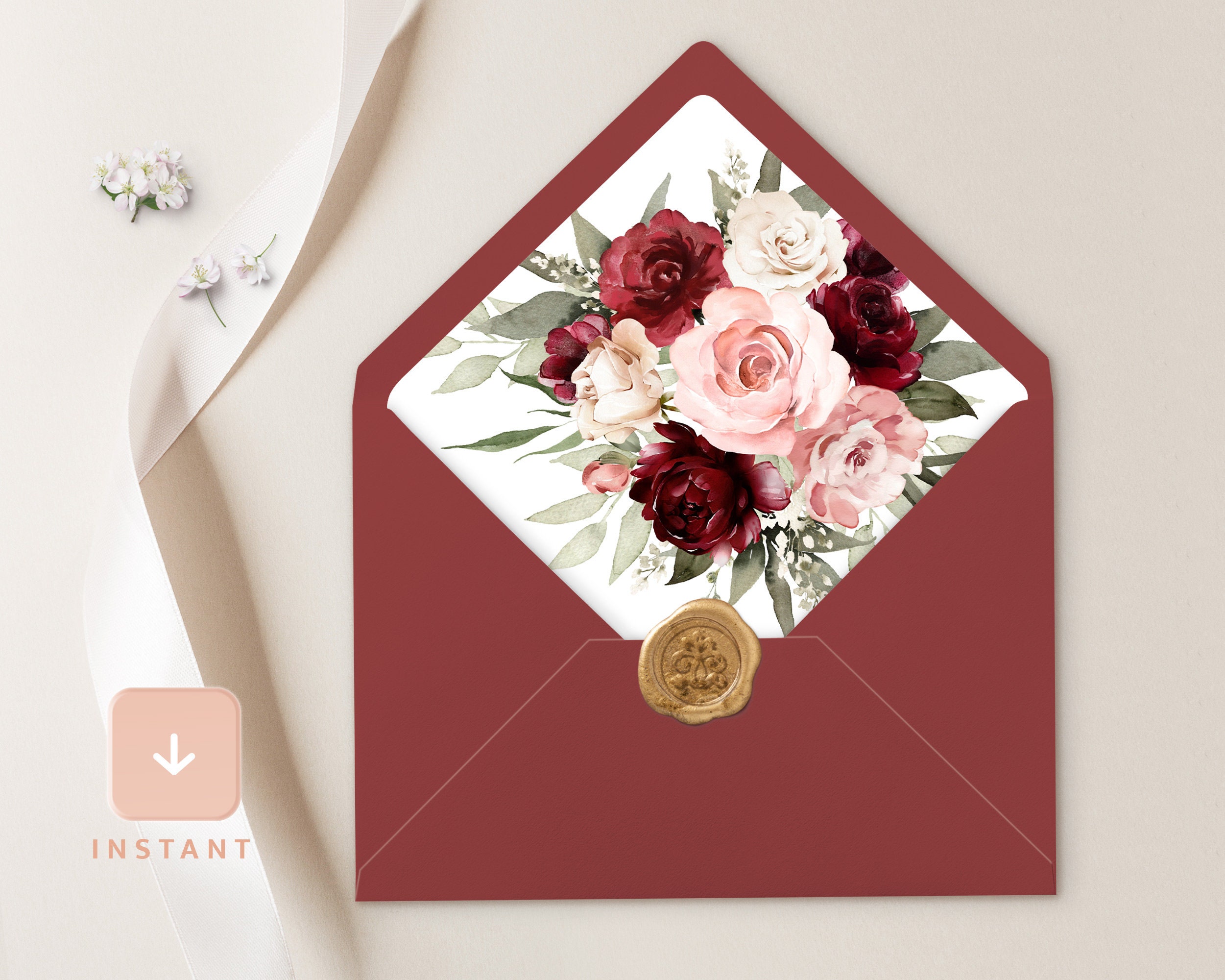 Hydrangea Wedding Envelope Liner Template – TimberWink Studio NZ