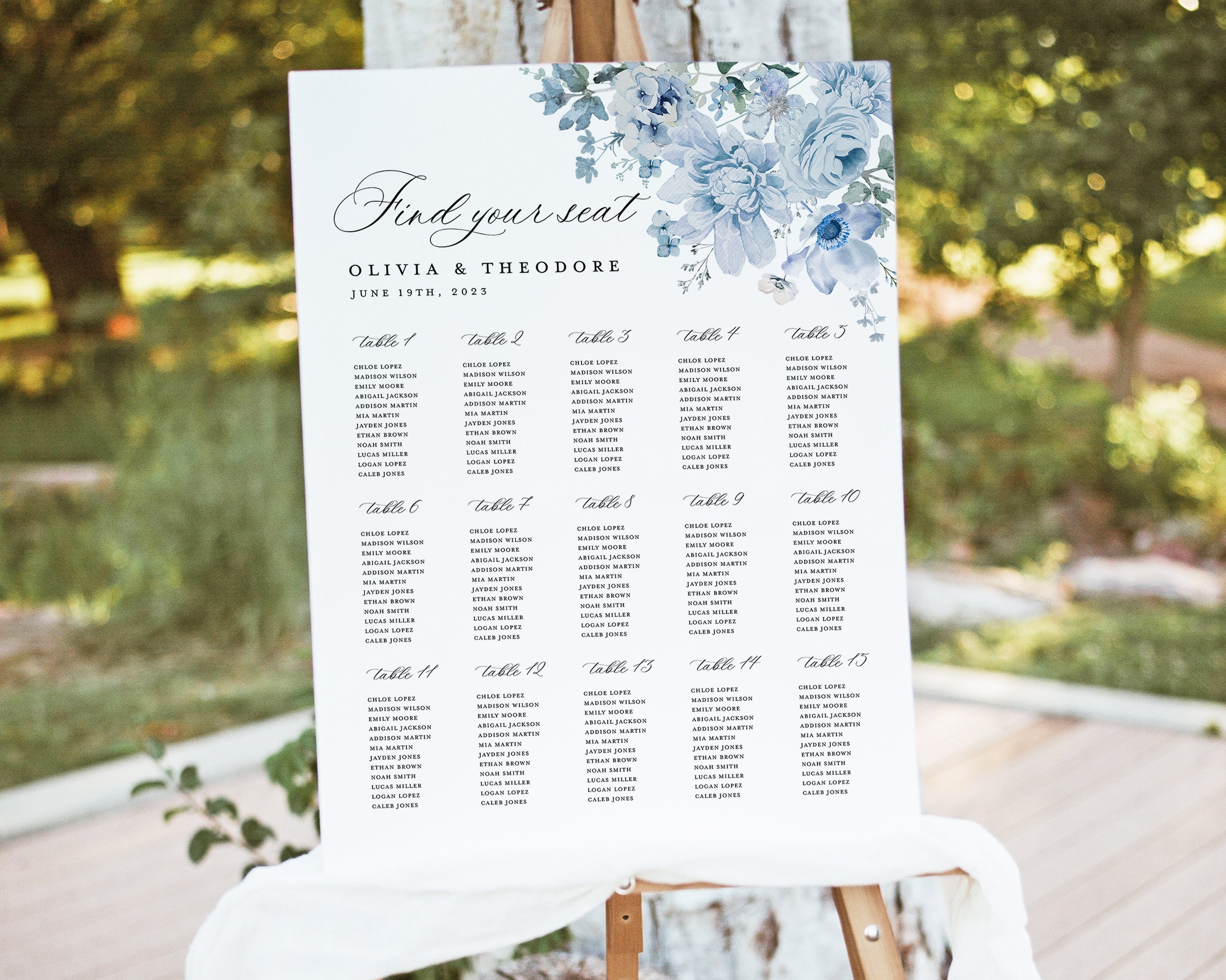 Dusty Blue Wedding Seating Chart Template - 24x36 or A1 size – We Do Bou