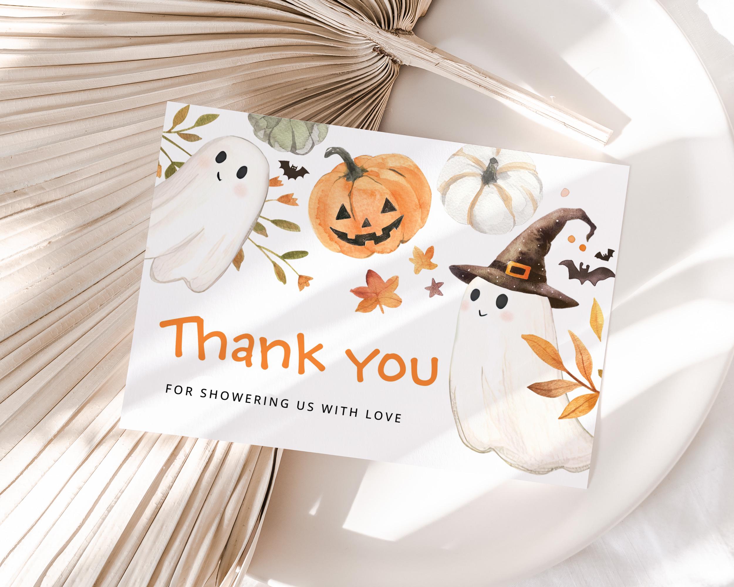Little Boo Halloween Baby Shower Thank You Cards Template, Printable ...