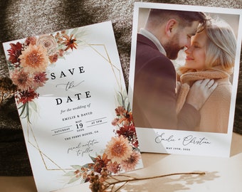 Save the Date, Save the Date Cards with Envelopes, Gold Foiled Save the  Dates for Weddings, Vellum Save the Dates Cards for weddings, Rose