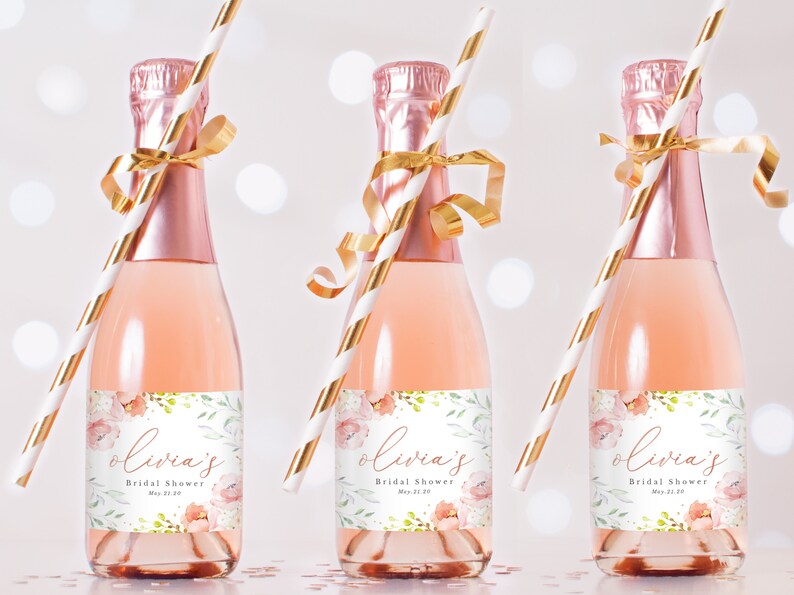 Mini Champagne Bottle Labels Bridal Shower Favors Wedding Etsy