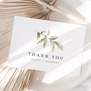 Minimalistische Hochzeit Dankeskarten-Vorlage, moderne Dankeschön-Notiz, anpassbare florale elegante einfach bearbeitbare Dankestischkarte, Mia
