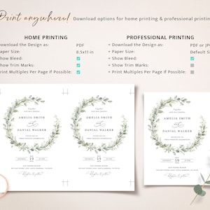 Sage Boho Wedding Invitation Template, Greenery Wedding Invite Set, Elegant Eucalyptus Minimalist Editable Details Card, Printable RSVP image 8