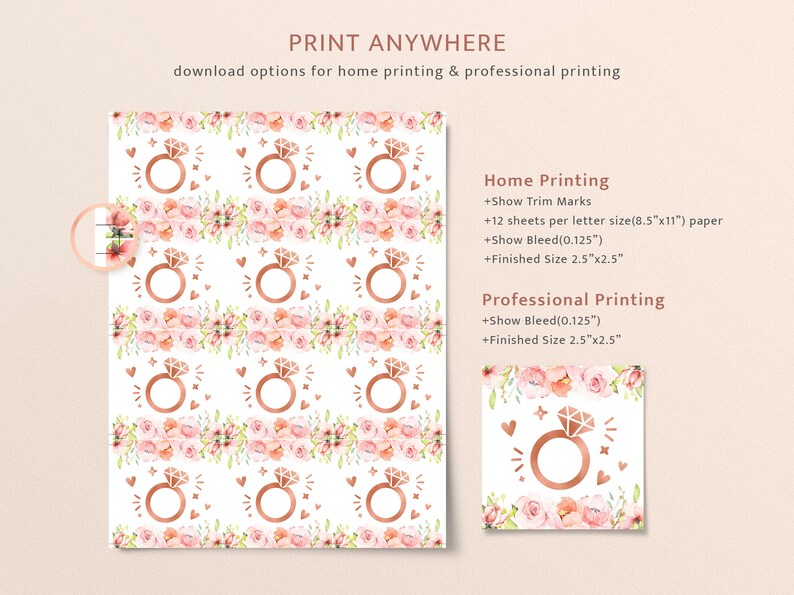 Blush Pink Bridal Shower Game Take a Ring Sign Printable the | Etsy