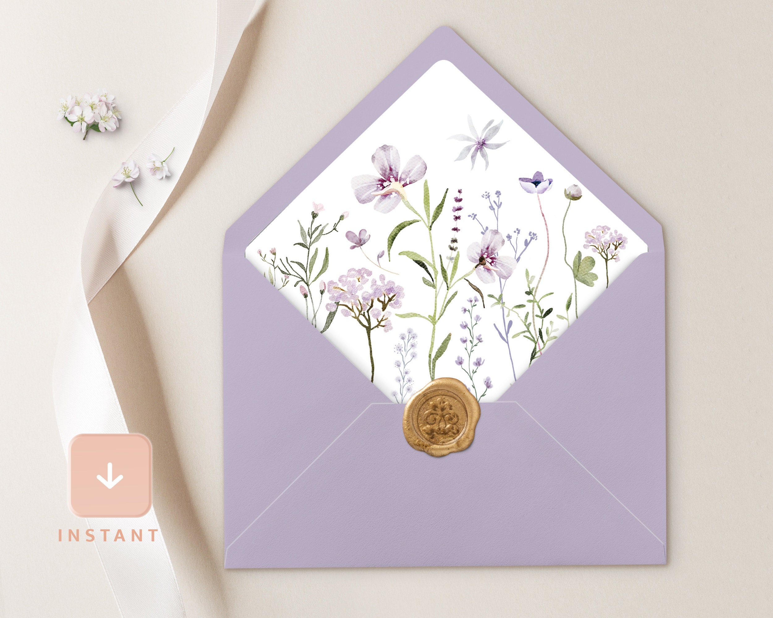 Vintage Meadow Invitation Envelope Liners — Protea Paper Co