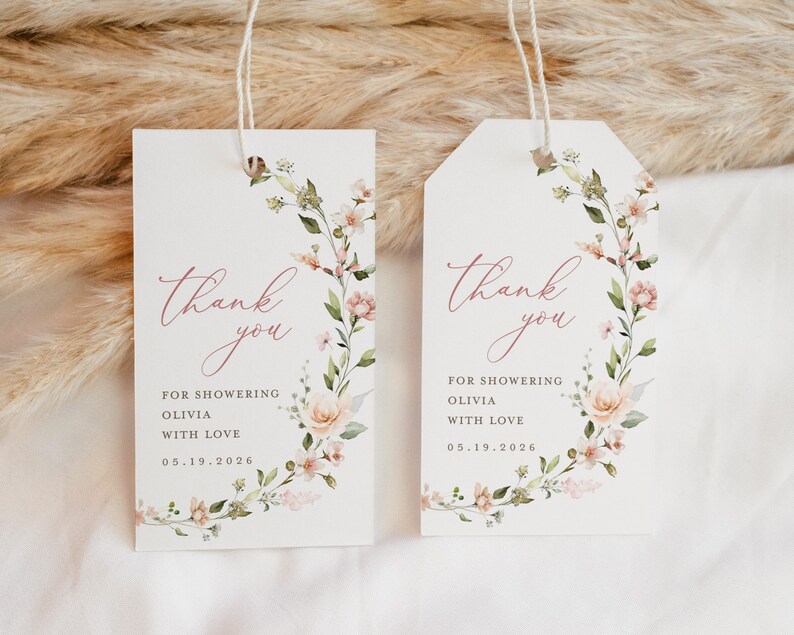 Thank You Favor Tag Template Bridal Shower Blush Pink - Etsy