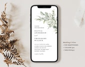 Electronic Minimal Invitation, Sage Green Boho Evite, Eucalyptus Wedding iphone Invite Template, Digital Smartphone Editable Invite, Cloe