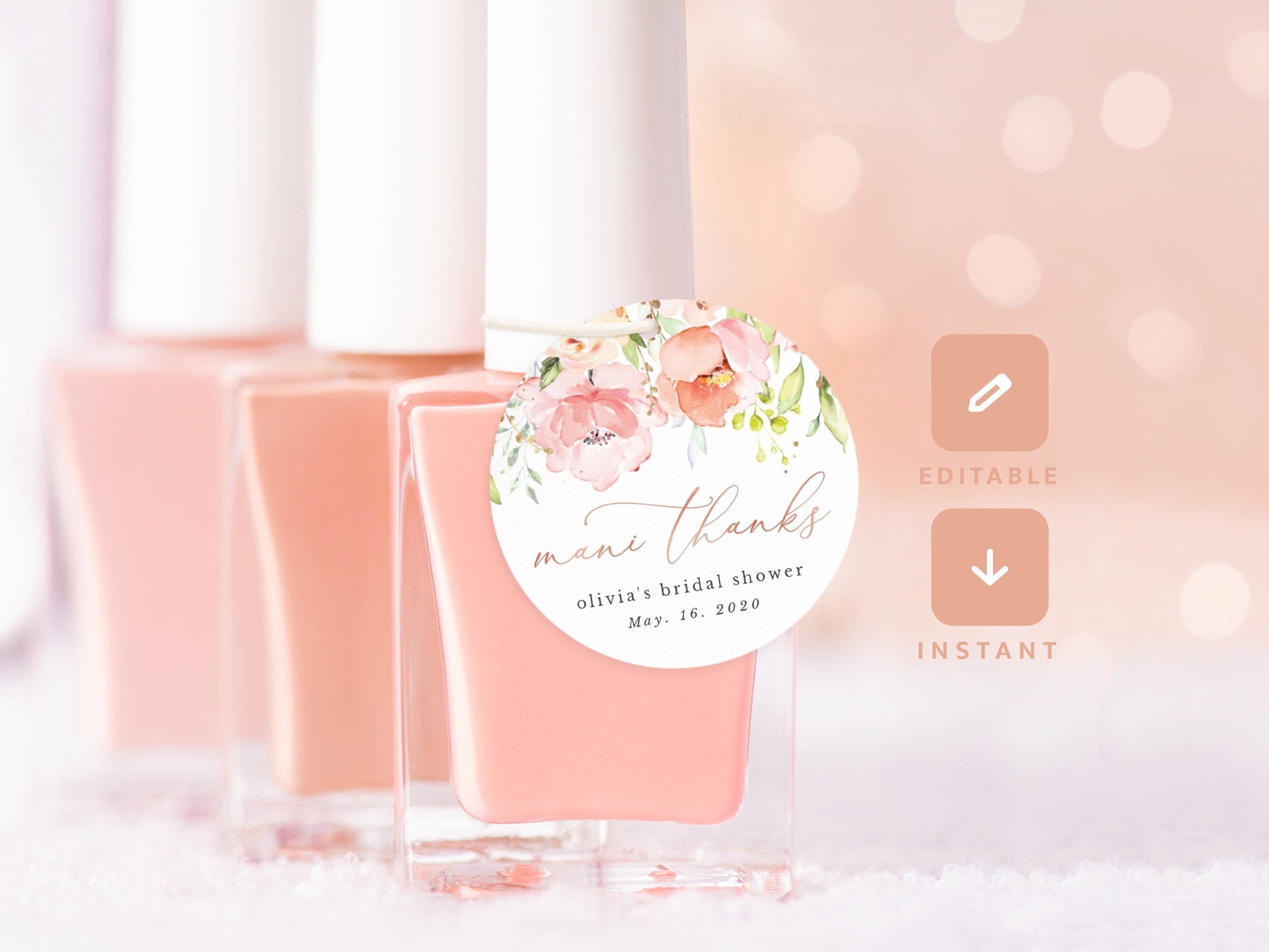 Mani Thanks Bridal Shower Favor Nail Polish Tags Wedding Baby | Etsy