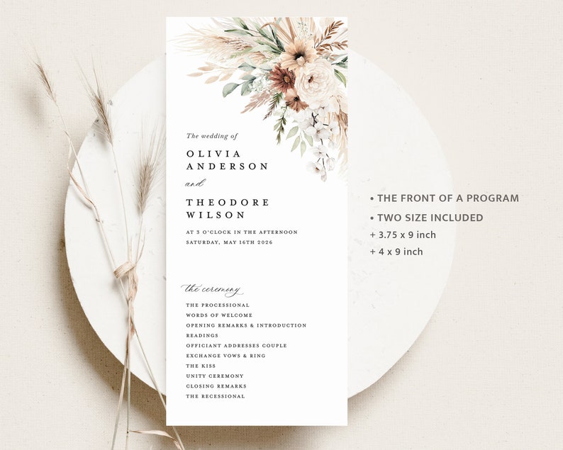 Boho Wedding Programs Template, Terracotta Ceremony Program, Sage ...