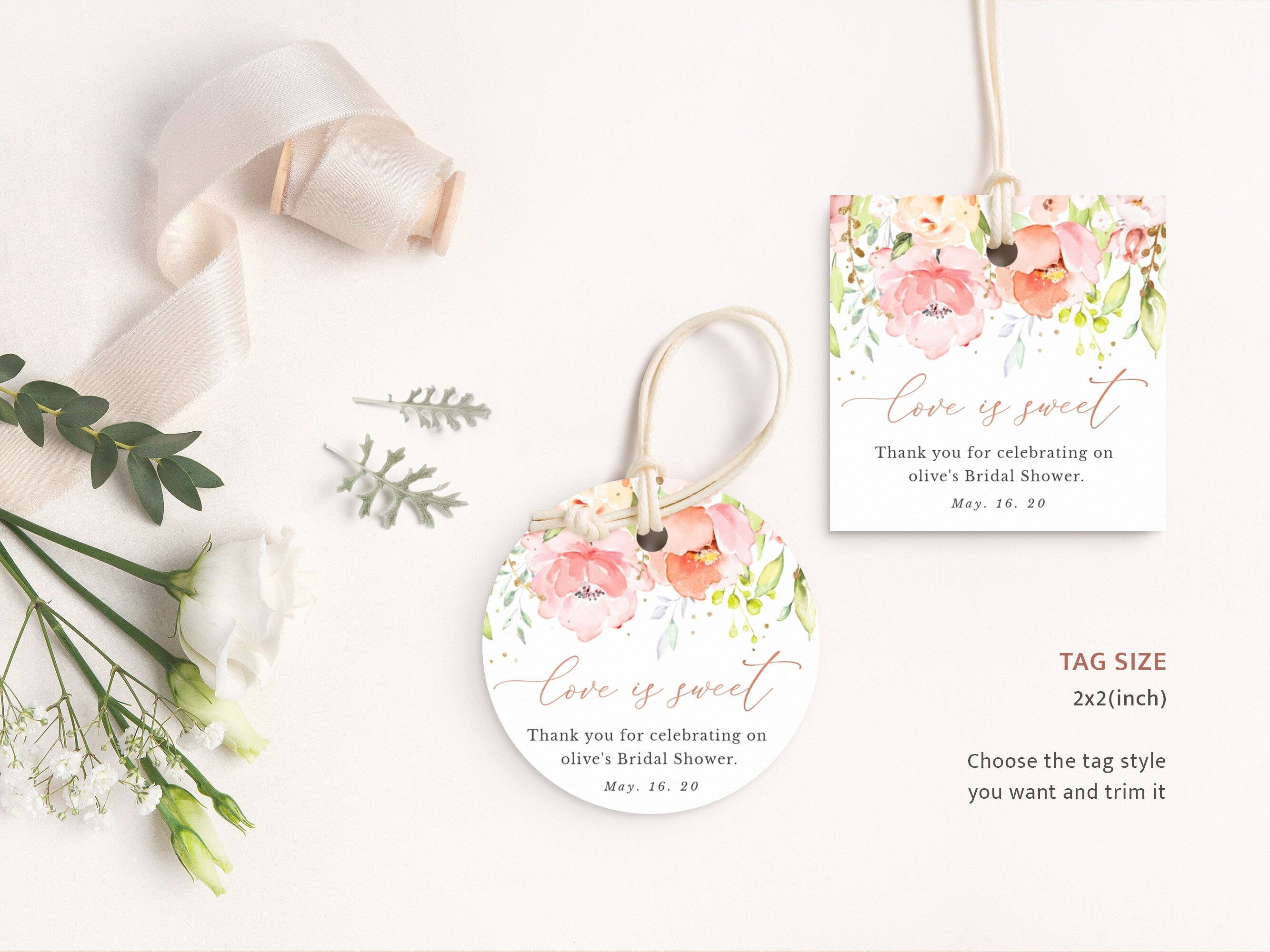 Bridal Shower Love Is Sweet Favors Tags Round Circle Wedding Etsy