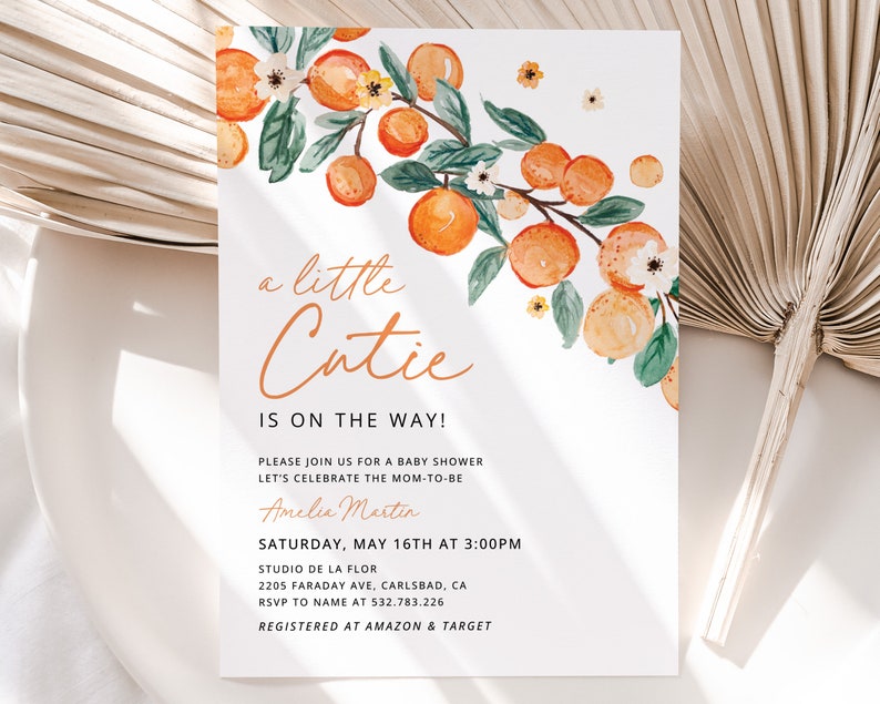 A Little Cutie is on the Way Baby Shower Invitation Template - Etsy