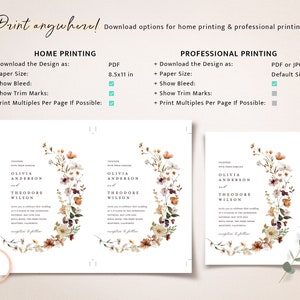 Terracotta Wedding Invitation Template Set, Boho Wildflower Wedding Invite Suite, Modern Elegant Floral Burnt Orange Details, RSVP, Download image 7