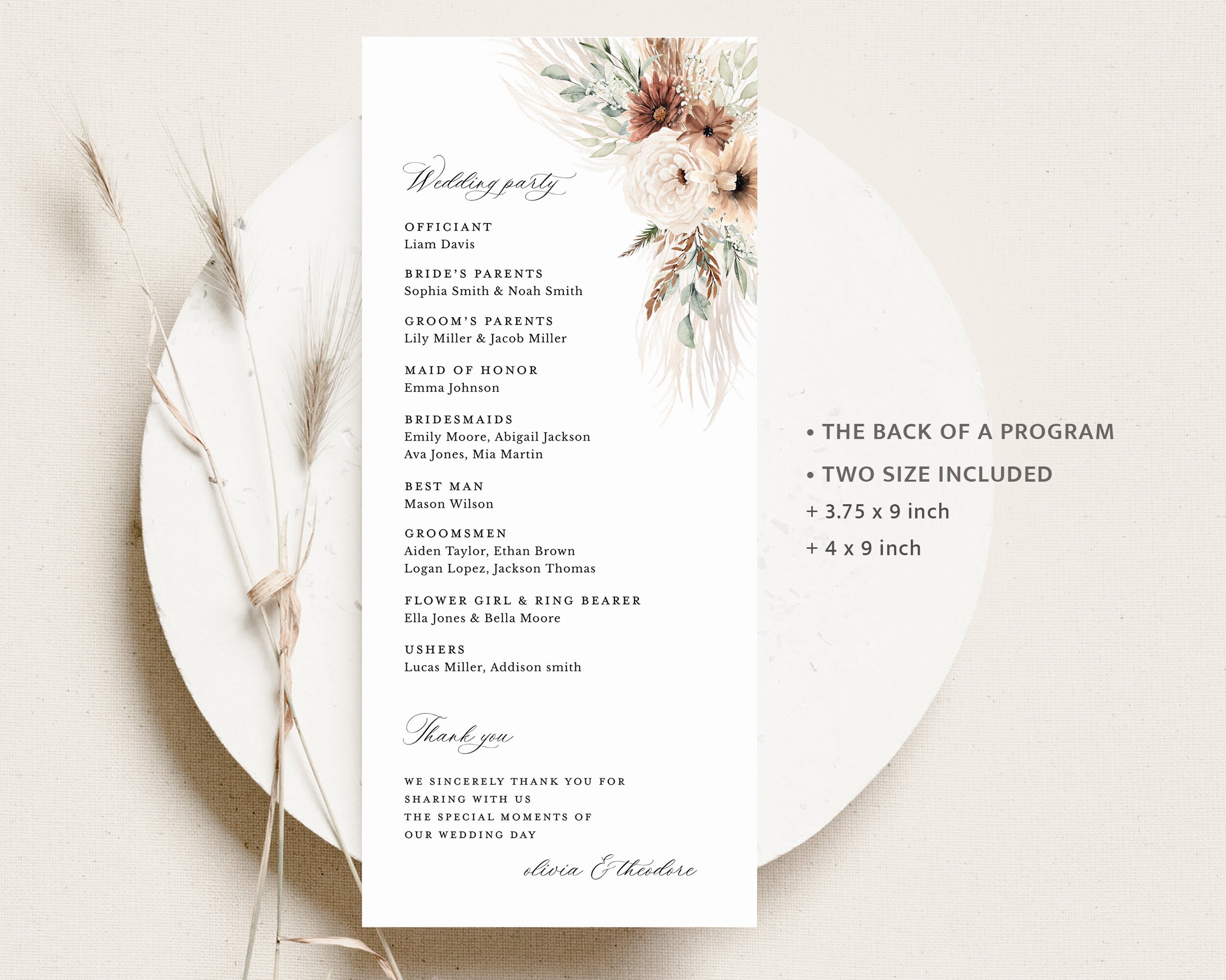 Boho Wedding Programs Template, Terracotta Ceremony Program, Sage ...