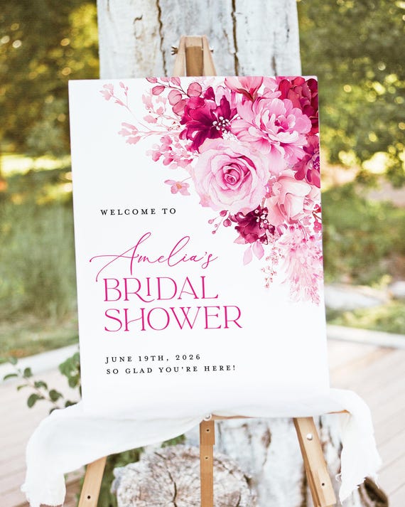 Hot Pink Bridal Shower Welcome Sign Template, Floral Boho Bridal Brunch Sign, Printable Elegant Magenta Fuchsia Rose Welcome Sign, Download - Etsy Hot Pink Bridal Shower Welcome Sign Template, Floral Boho Bridal Brunch Sign, Printable Elegant Magenta Fuchsia Rose Welcome Sign, Download - Etsy