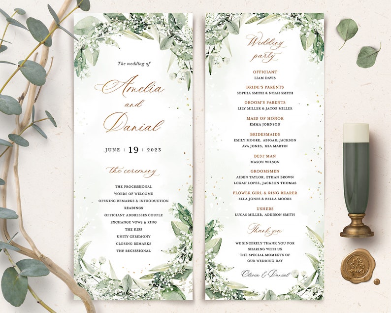 Rustic Greenery Wedding Invitation Template Bundle, Sage Green Wedding Invite, Elegant Wedding Invitation Set, Printable Wedding Card, Ella image 3