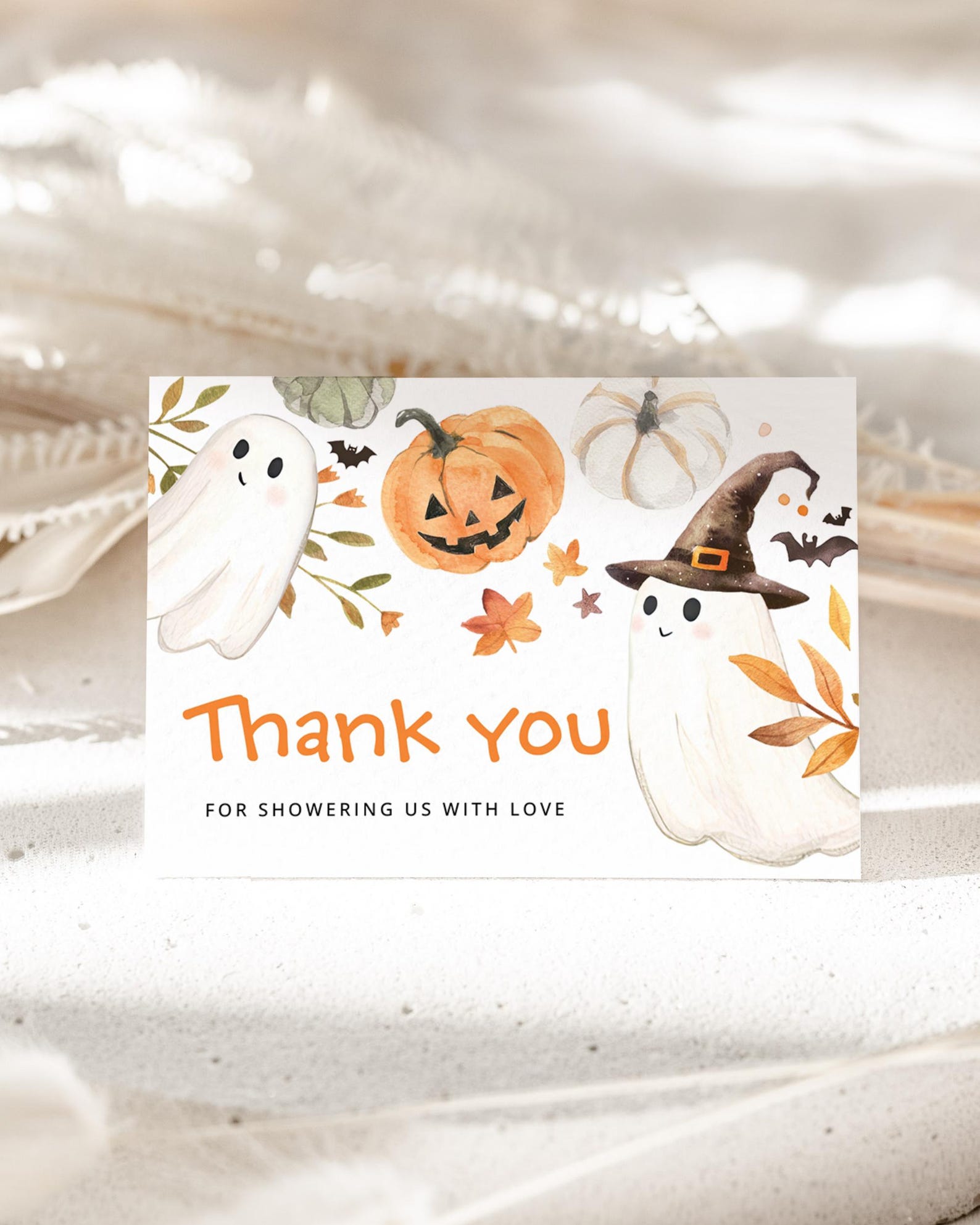Little Boo Halloween Baby Shower Thank You Cards Template, Printable ...