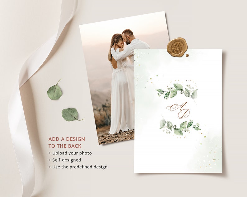 Rustic Greenery Wedding Invitation Template Bundle, Sage Green Wedding Invite, Elegant Wedding Invitation Set, Printable Wedding Card, Ella image 7