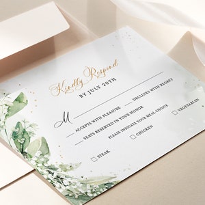 Rustic Greenery Wedding Invitation Template Bundle, Sage Green Wedding Invite, Elegant Wedding Invitation Set, Printable Wedding Card, Ella image 5