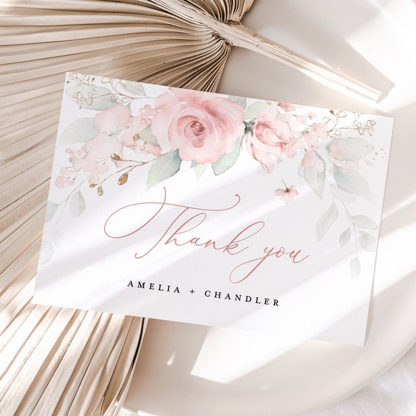 Blush Thank You Card - Etsy