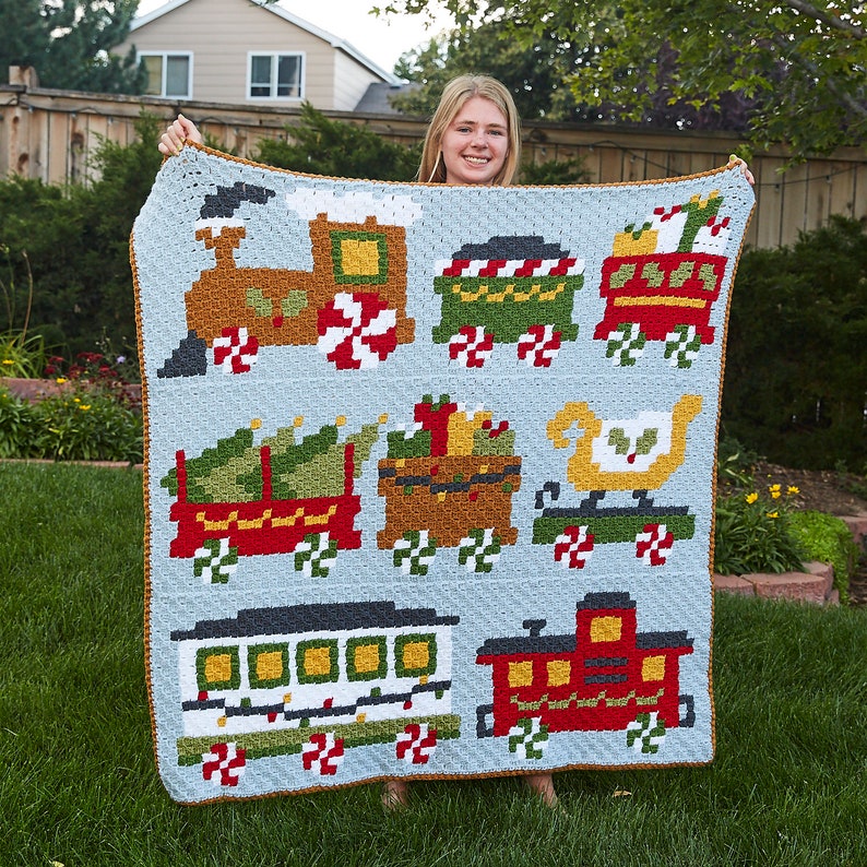 Christmas Train Corner to Corner Crochet Throw PATTERN | Holiday ...