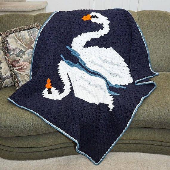 Reflection C2C Crochet Afghan PATTERN | Swan Blanket