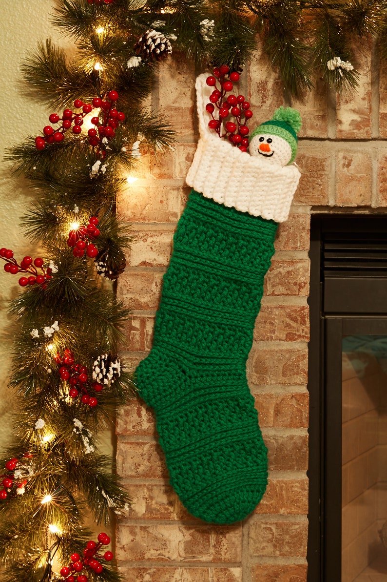 Aspen Crochet Christmas Stocking PATTERN Handmade Holidays Décor Winter Decorating image 2