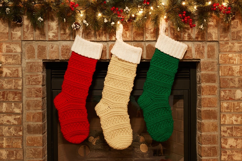 Aspen Crochet Christmas Stocking PATTERN Handmade Holidays Décor Winter Decorating image 1