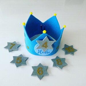 Children's birthday crown blue yellow