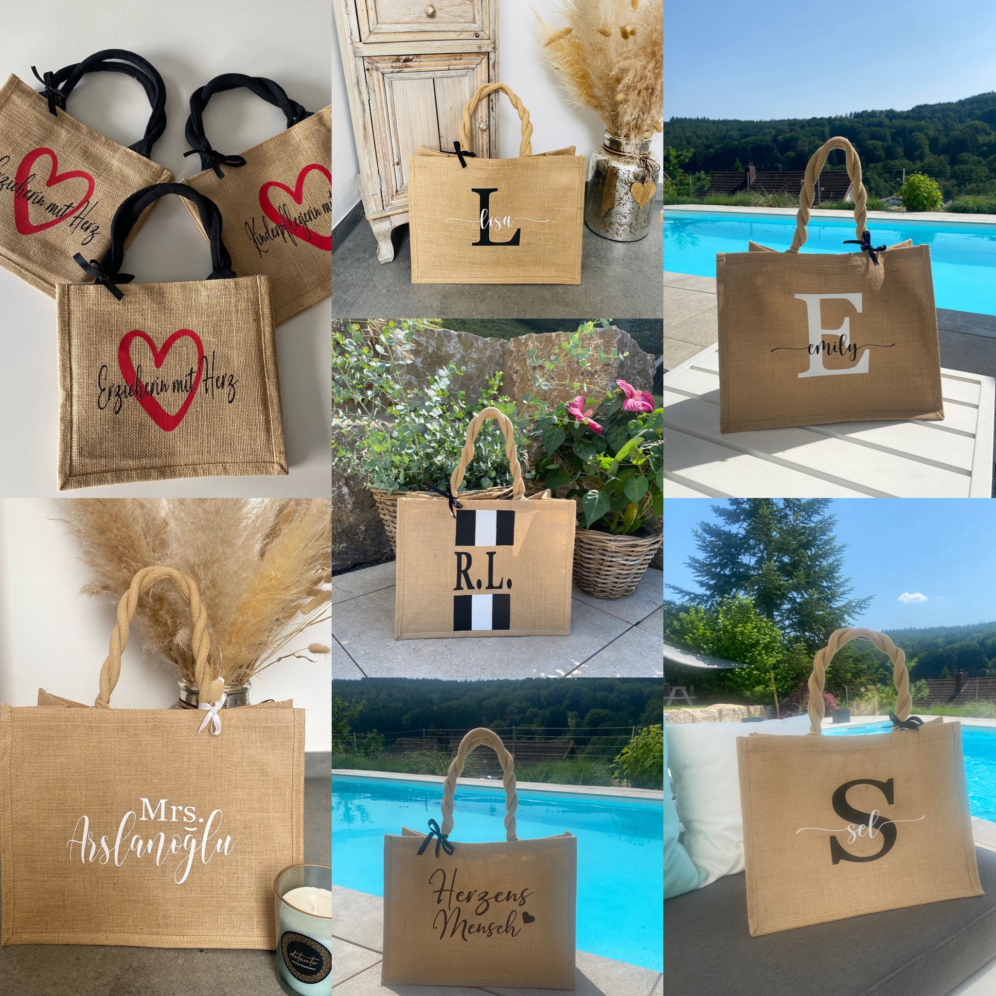 Personalized jute bag letter and name or desired text Etsy