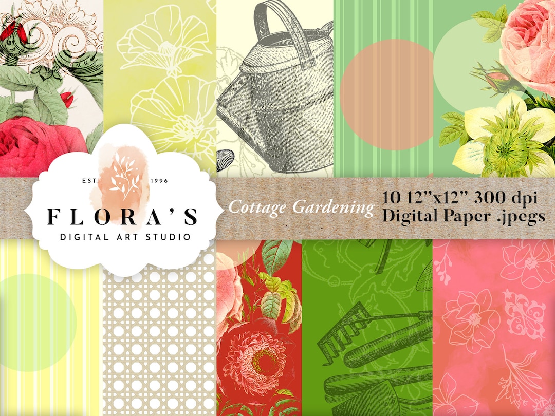 Vintage Floral Printable Digital Scrapbook Paper Garden Digital Craft ...