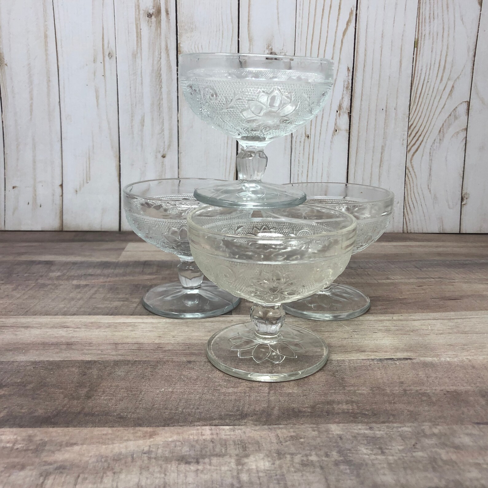 4 Vintage Tiara Sandwich Glass Clear Sherbet Dessert Cups Etsy