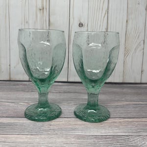2 Libbey Chivalry Green Water Goblets