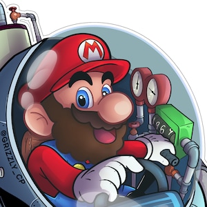Mario Time Machine - Matte Mirror Sticker!