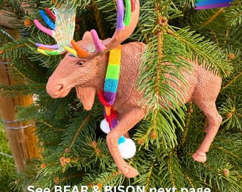 Adornos LGBTQ para el árbol de Navidad: Regalo navideño gay, animales del orgullo del bosque arcoíris