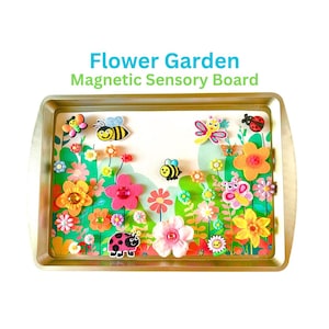 Tableau magnétique sensoriel Jardin de fleurs, activité de voyage, cadeau préscolaire amusant sans écran