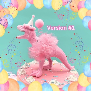 T-Rex Pinker Dinosaurier mit Tütü Cake Topper: Halografisch funkelnd als Dekoration für die Party