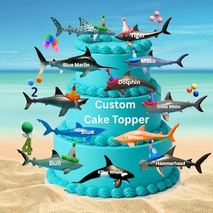 Custom Shark Cake Topper: Under the Sea Birthday Party Decoration, Shark Lover Decor