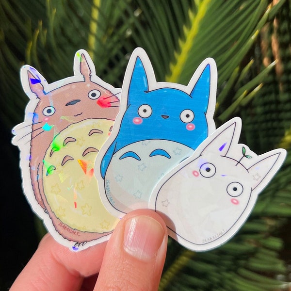 My Neighbor Totoro Studio Ghibli Stickers | Cute Sparkle Holographic Sticker | Best friend | Anime sticker | Ponyo