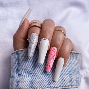 Purple Pink Mix Press On Nails Purple Nails Long Nails Etsy