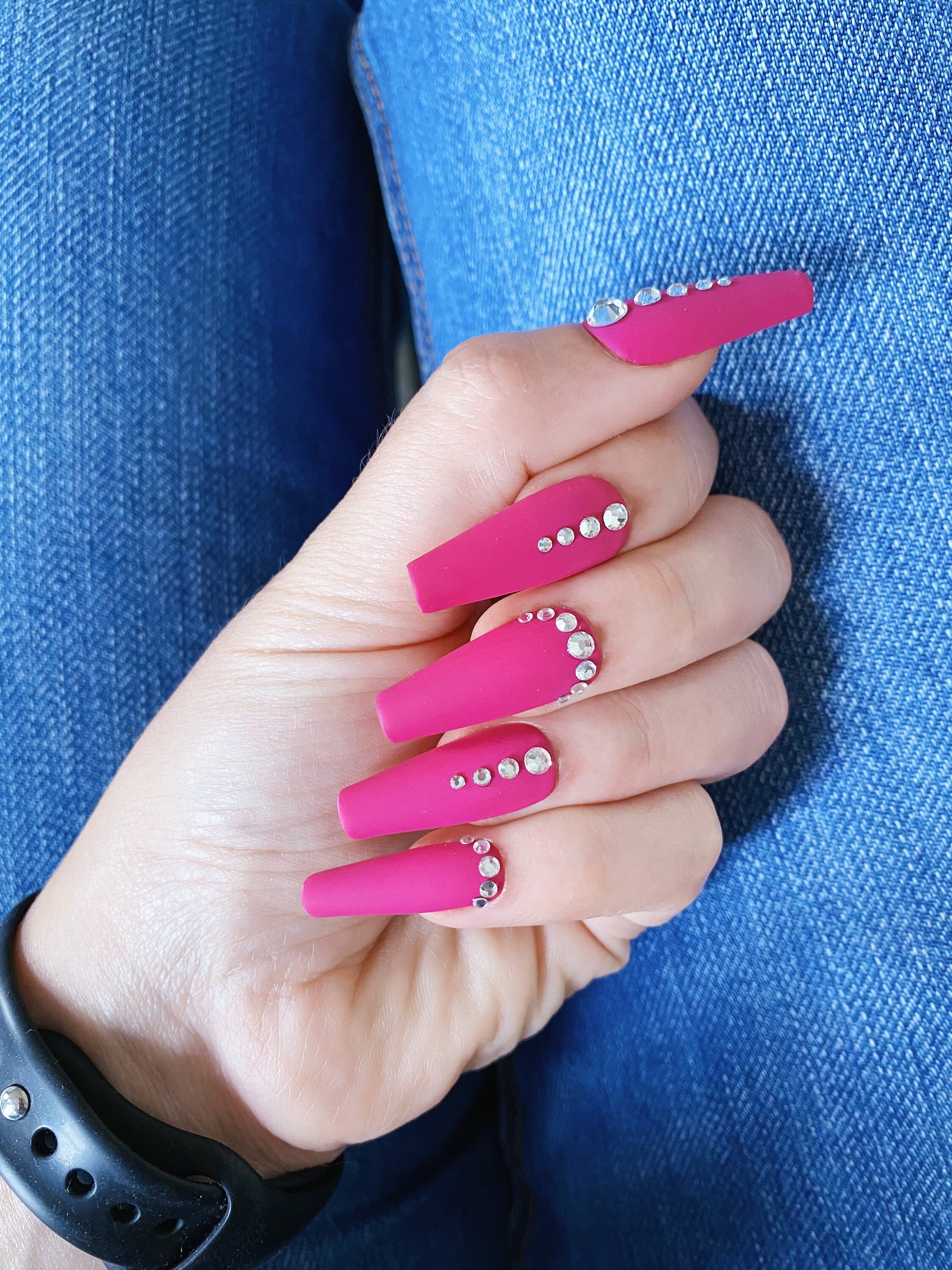 Pink Matte Bling Press On Nails Pink Matte Bling Press On Nails