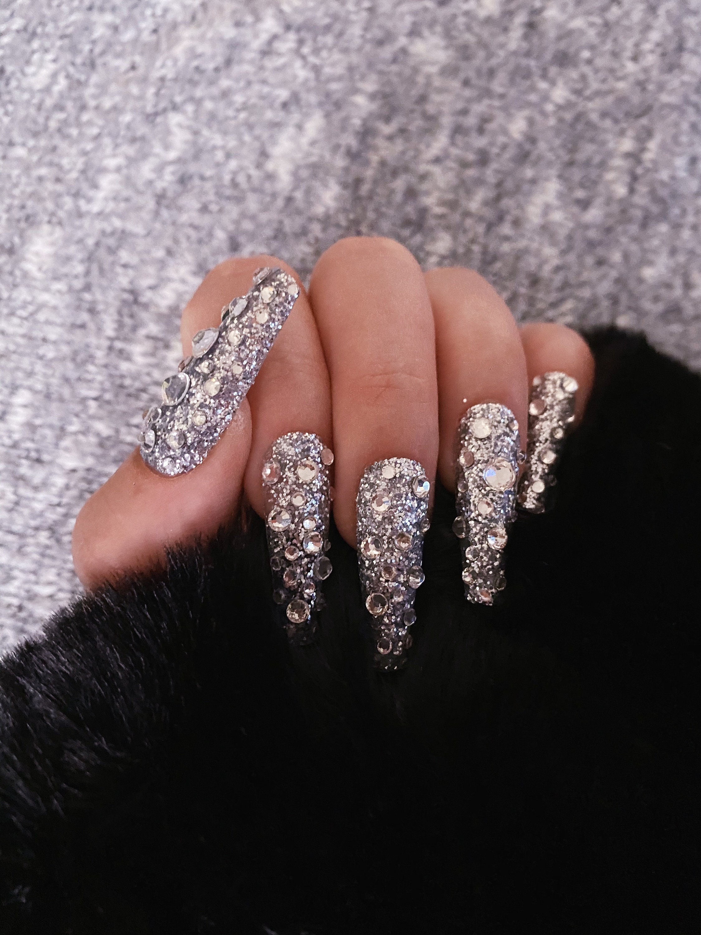 Silver Glitter Nails